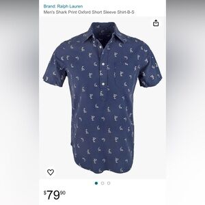 Ralph Lauren Men's Shark Print Oxford Short Sleeve Shirt